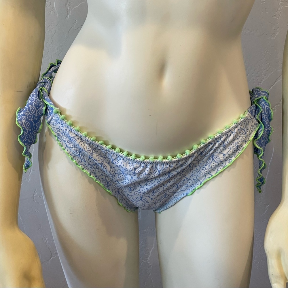 Women’s Blue and Green Patterned Bikini Bottom size small